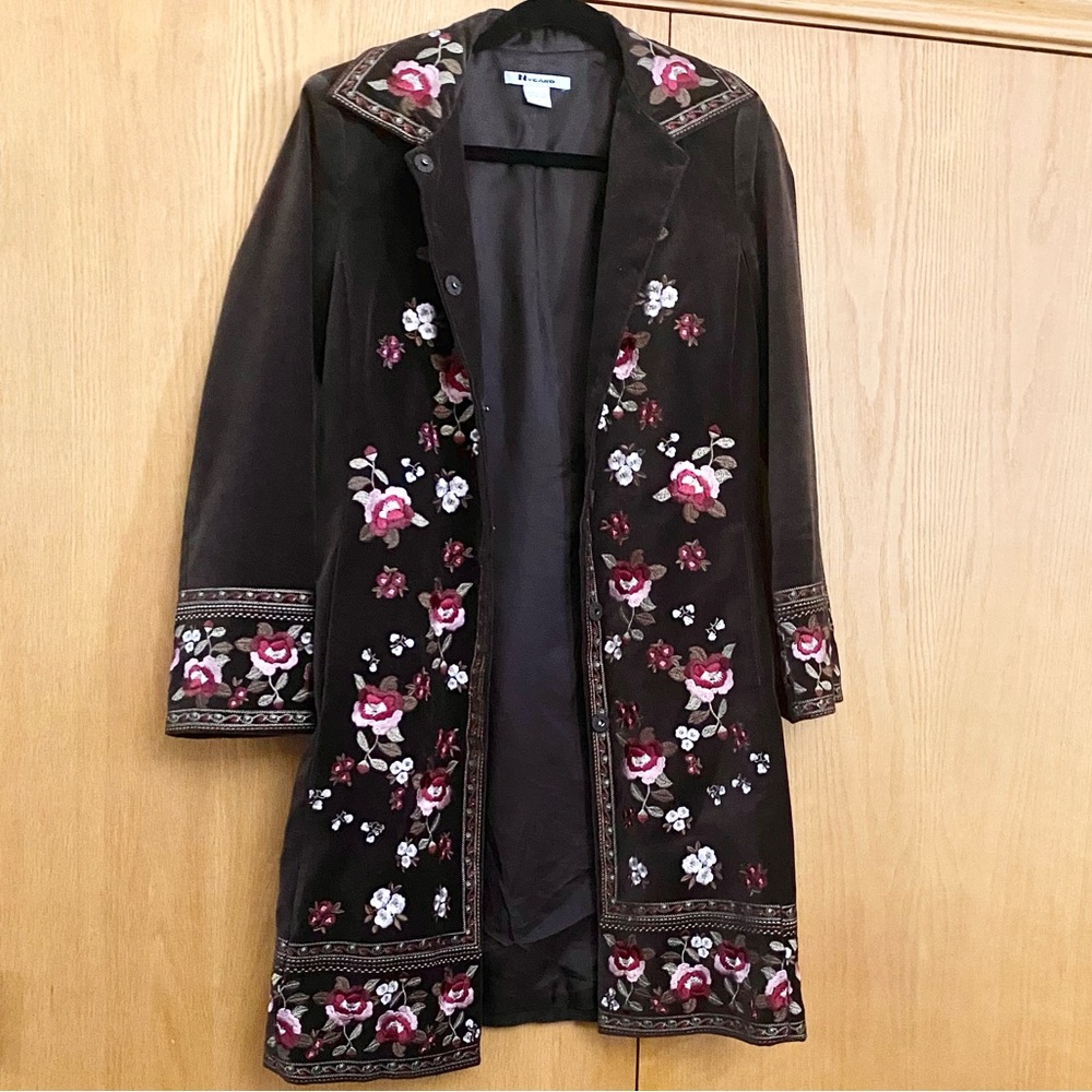Peter Nygard Chocolate Embroidery Coat